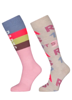 Basic Skisock 2Pack Print Kids Kinder-Skisocken mit Merinowolle