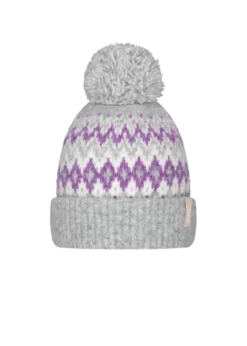 Nakarah Beanie Damenmütze mit Bommel und Winterprint