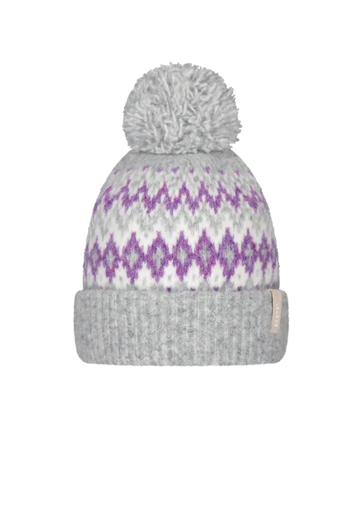 Nakarah Beanie Damenmütze mit Bommel und Winterprint