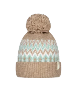 Nakarah Beanie Damenmütze mit Bommel und Winterprint