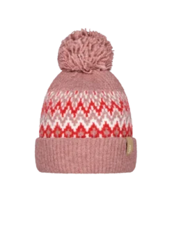 Nakarah Beanie Damenmütze mit Bommel und Winterprint
