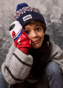 Tobles Beanie Kids Jungenmütze mit Pom und Winterprint