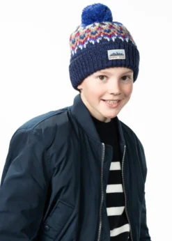 Tobles Beanie Kids Jungenmütze mit Pom und Winterprint