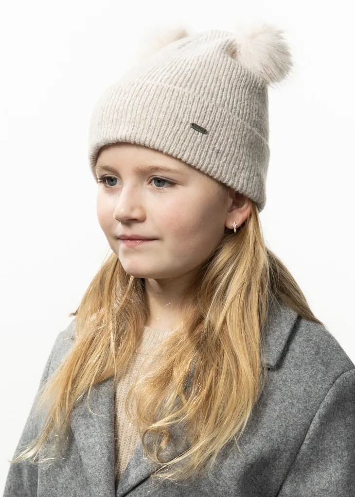 Ursama Beanie Mädchenmütze aus Kunstpelz mit Ohren